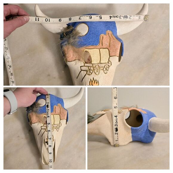 Vintage Native American Navajo Ceramic Buffalo Bull Skull - Picture 8 of 9